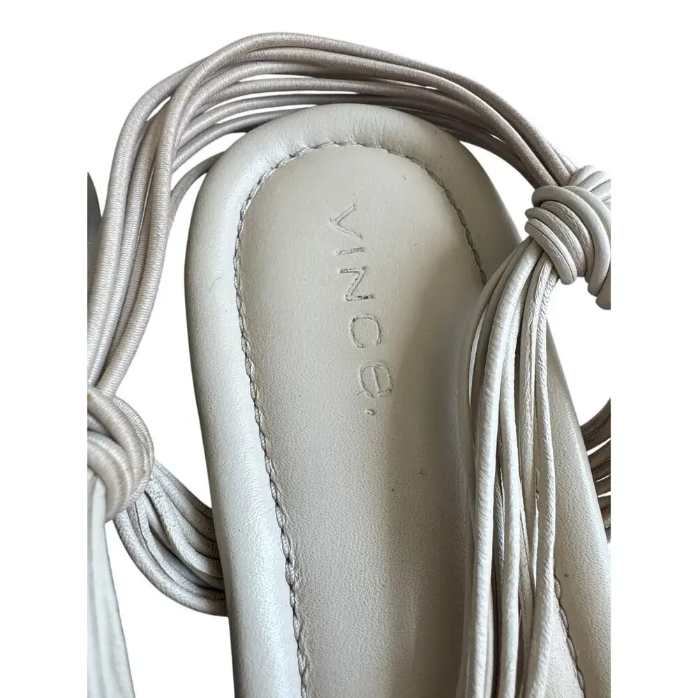 Vince Deja Knotted Leather T-Strap Thong Sandals 7m Moonlight (Cream)